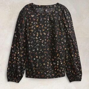 GAP Black Floral Puff Sleeve Blouse - Small